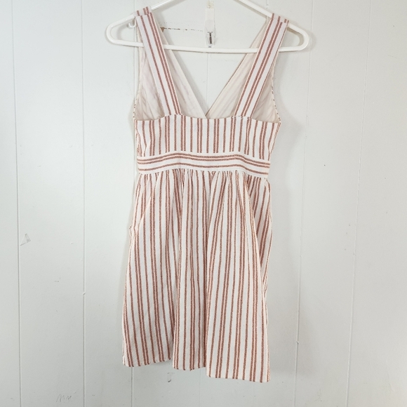 Zara Cream Orange Striped Mini Wrap Dress Sixe XS - Picture 3 of 16